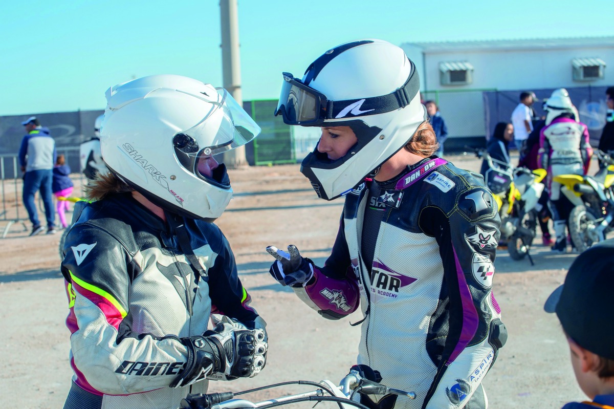 A couple of lady riders during the Losail Circuit Sports Club’s National Sports Day related event held at Losail International Circuit.