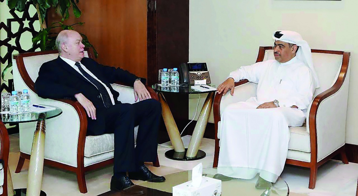 H E Ali bin Ahmed Al Kuwari, Minister of Commerce and Industry, holding discussions with the visiting Cuban Foreign Trade and Investment Minister, Rodrigo Malmierca.