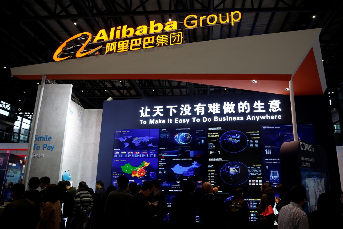 A sign of Alibaba Group is seen during the third annual World Internet Conference in Wuzhen town of Jiaxing Zhejiang province, China, November 16, 2016. Reuters/Aly Song