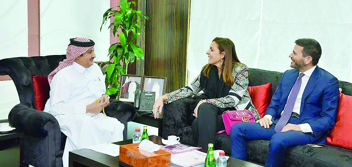 Qatar Chamber Chairman Sheikh Khalifa bin Jassim Al Thani holding discussions with the Confederation of Italian Industry (CII) Vice-President Licia Mattioli (centre) in the presence of Italian Ambassador to Qatar, Pasquale Salzano, yesterday.