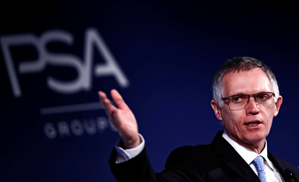 Carlos Tavares, Chief Executive Officer and Chairman of the Managing Board of PSA Group, attends a news conference to announce the company's 2018 results at their headquarters in Rueil-Malmaison, near Paris,  February 26, 2019. Reuters/Christian Hartmann 