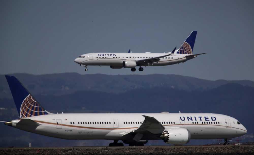 A United Airlines Boeing 737 Max 9 aircraft lands at San Francisco International Airport on March 13, 2019 in Burlingame, California. The United States has followed countries around the world and has grounded all Boeing 737 Max aircraft following a crash 