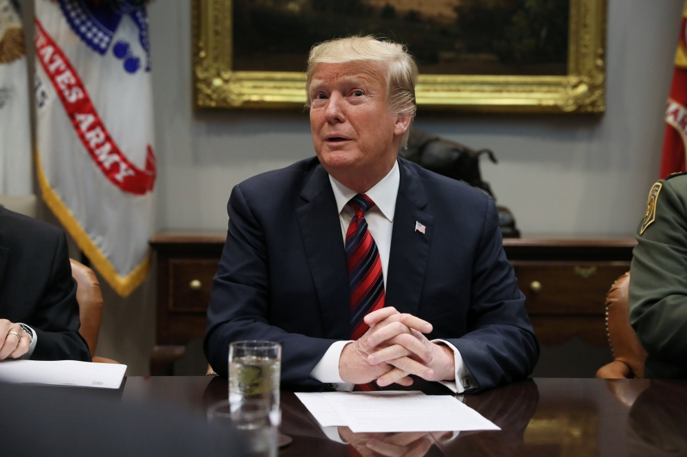 U.S. President Donald Trump speaks during a briefing on 