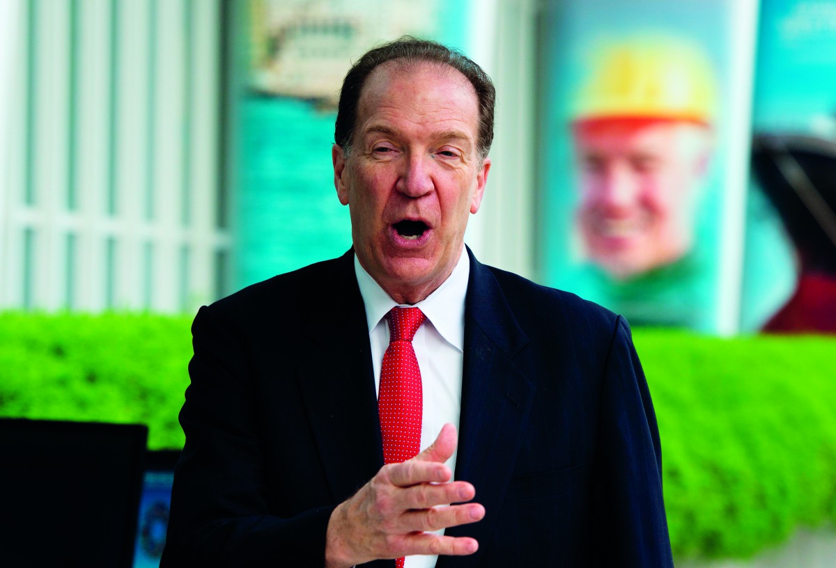 David Malpass speaks in front of the World Bank on his first day as the new president of the bank in Washington, DC on April 9, 2019.  AFP / Andrew Caballero-Reynolds