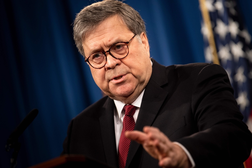 US Attorney General William Barr speaks about the release of the Mueller Report at the Department of Justice April 18, 2019, in Washington, DC.  AFP / Brendan Smialowski 