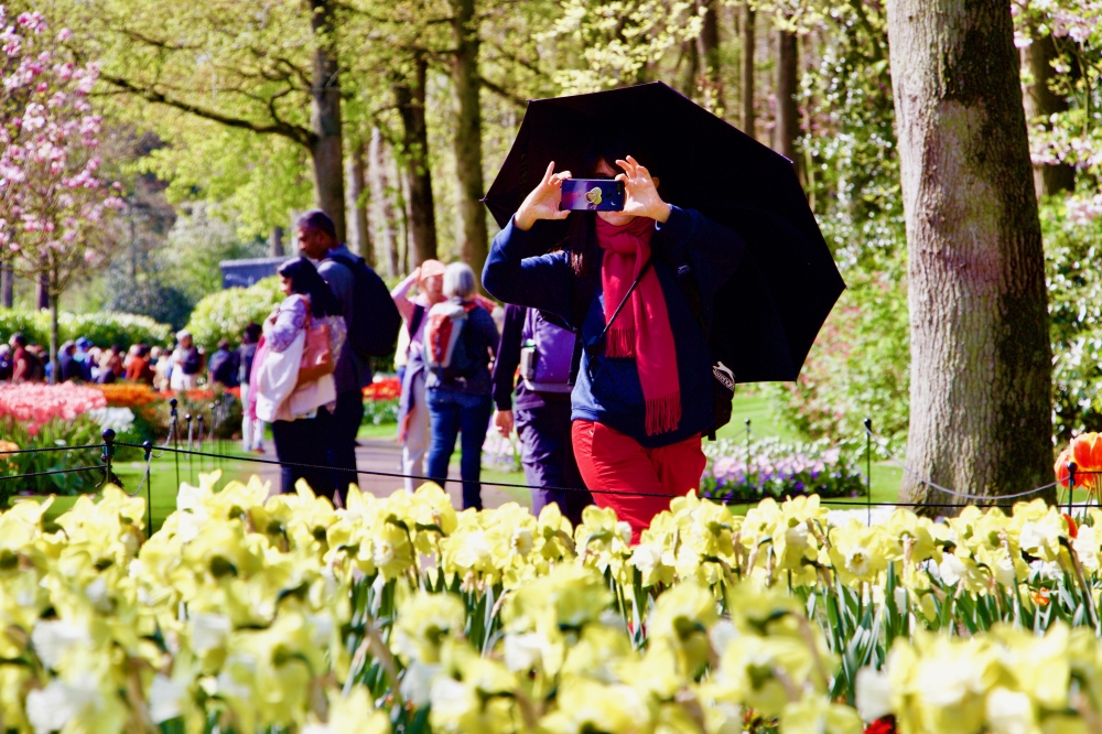 People visit the Keukenhof, one of the world's largest flower and tulip garden in Lisse, Netherlands on April 18, 2019. (Abdullah A??ran/Anadolu Agency)