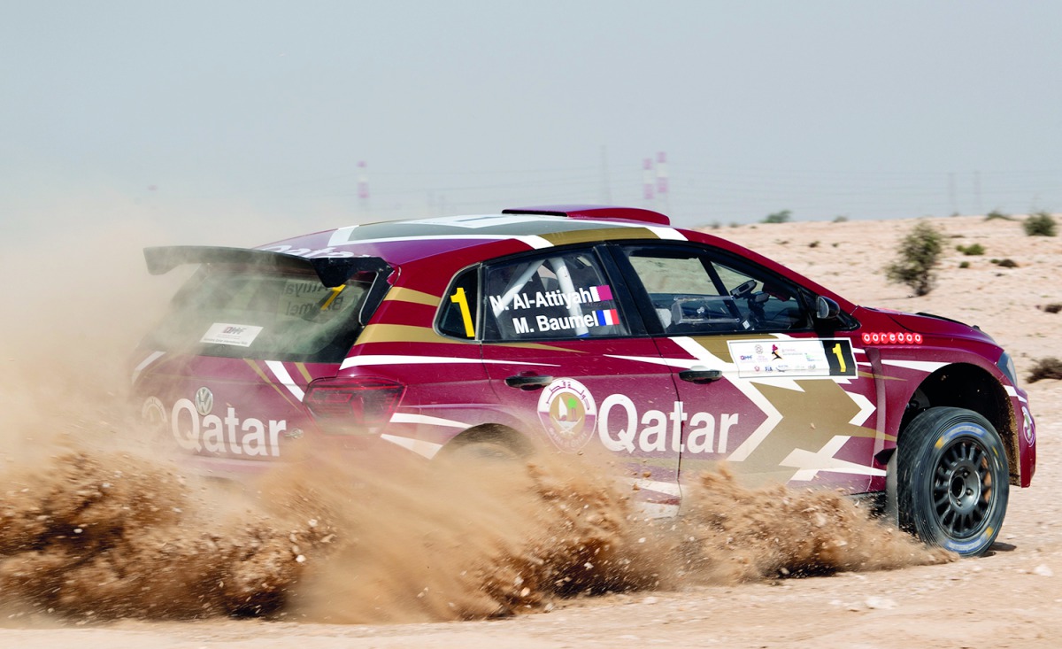 Nasser Saleh Al Attiyah and Matthieu Baumel on their way to winning the recent Qatar International Rally in this file photo.