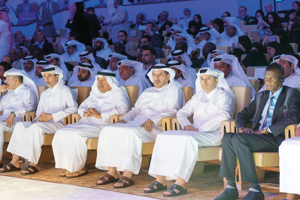 Prime Minister and Interior Minister H E Sheikh Abdullah bin Nasser bin Khalifa Al Thani during the opening of  the 2019 Education Conference at Qatar National Convention Center (QNCC), yesterday. 
