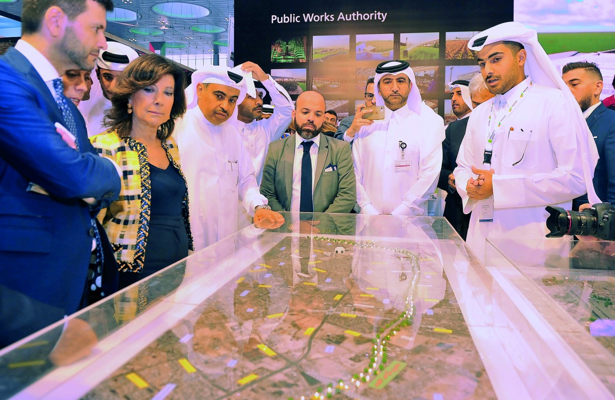 Minister of Commerce and Industry H E Ali bin Ahmed Al Kuwari and President of the Italian Senate, Maria Elisabetta Casellati, during the opening of Project Qatar 2019 at Doha Exhibition and Convention Center, yesterday.  Pic: Baher Amin/The Peninsula
