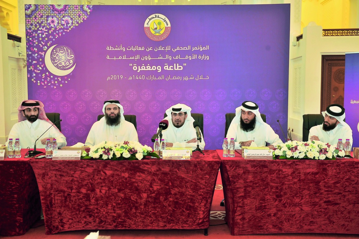 FROM LEFT: Jassim Mohammed Al Kubaisi, Director of Zakat Fund; Dr Sheikh Khalid bin Mohammed Al Thani, the Director-General of Awqaf Public Administration; Mohamad bin Hamad Al Kuwari, Head of the Mosques Management Department; Mal Allah Abdulrahman Al Ja