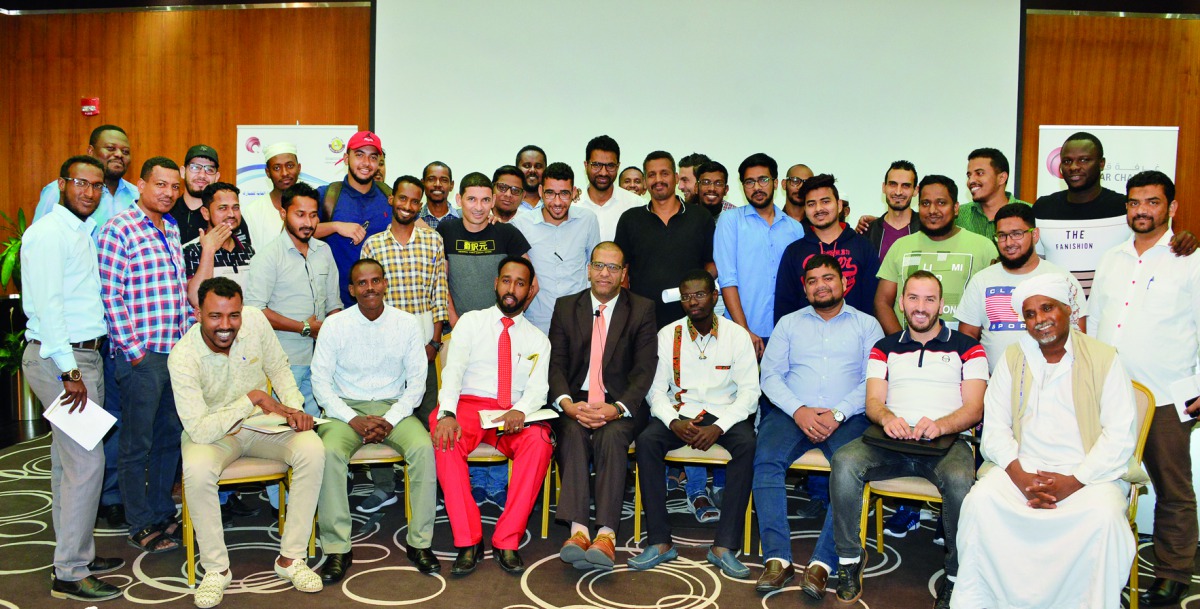 Trainees posing for a group photo after completing the programmes at Qatar Chamber recently.