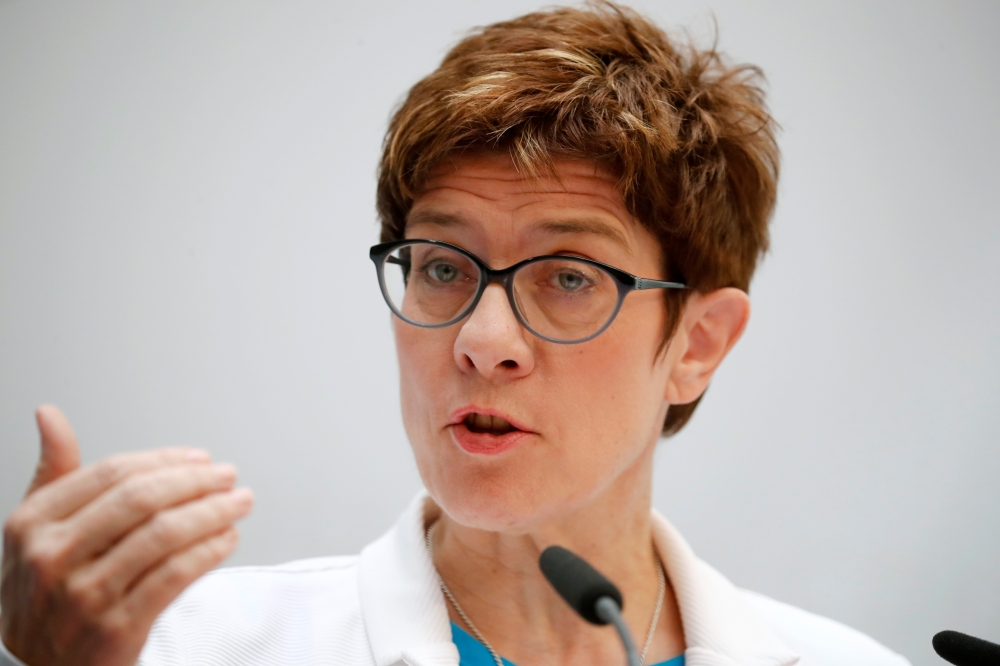 Annegret Kramp-Karrenbauer, Chairwoman of Germany's Christian Democratic Union party (CDU) attends a news conference in Berlin, Germany, May 27, 2019. REUTERS/Hannibal Hanschke