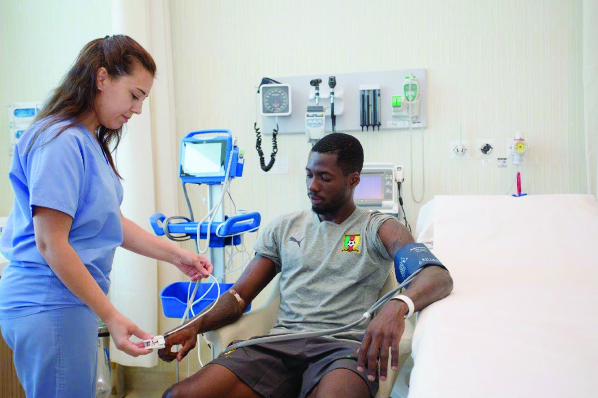 A Cameroonian player undergoing medical tests at Aspetar.