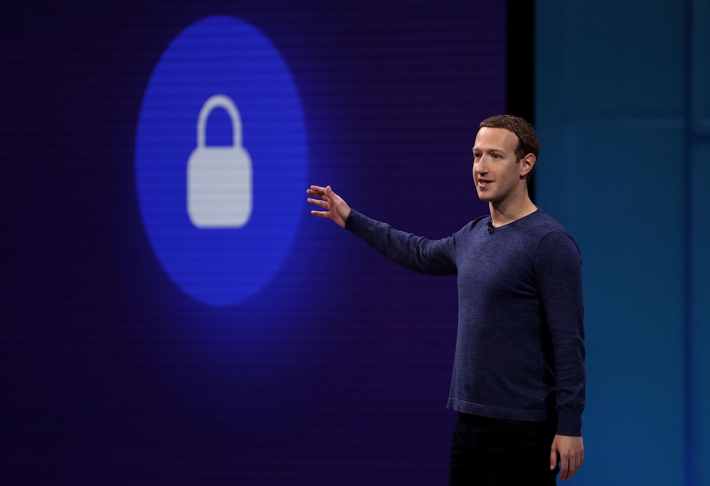 This file photo taken on May 1, 2018 shows Facebook CEO Mark Zuckerberg speaking during the F8 Facebook Developers conference in San Jose, California. AFP / Justin Sullivan 