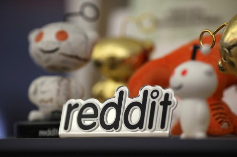 Reddit mascots are displayed at the company headquarters in San Francisco in this April 15, 2014 file photo (Ruters/Robert Galbraith) 