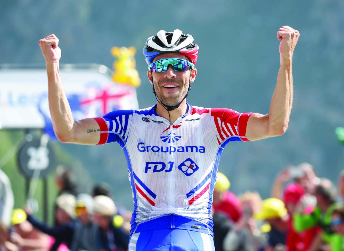 Groupama-FDJ rider Thibaut Pinot of France wins the stage. Reuters/Christian Hartmann