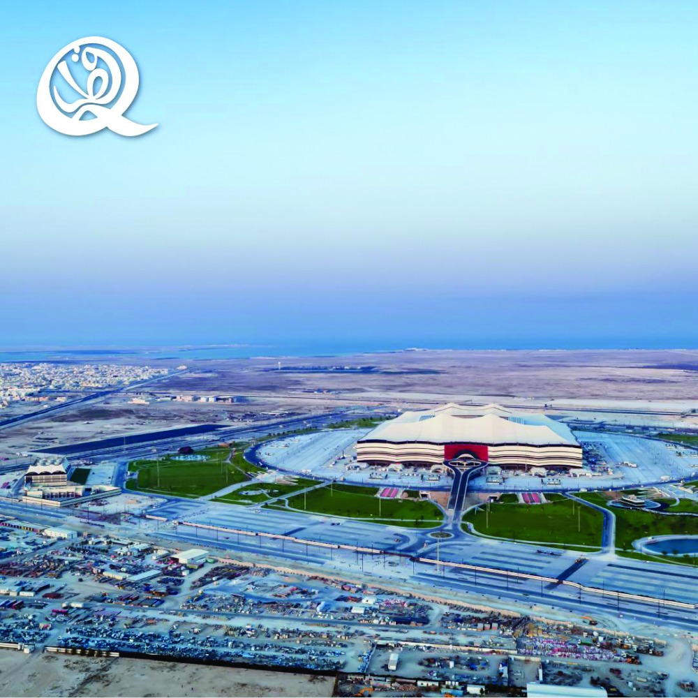 This picture posted on @roadto2022 Twitter handle shows an aerial view of the Al Bayt Stadium in Al Khor.
