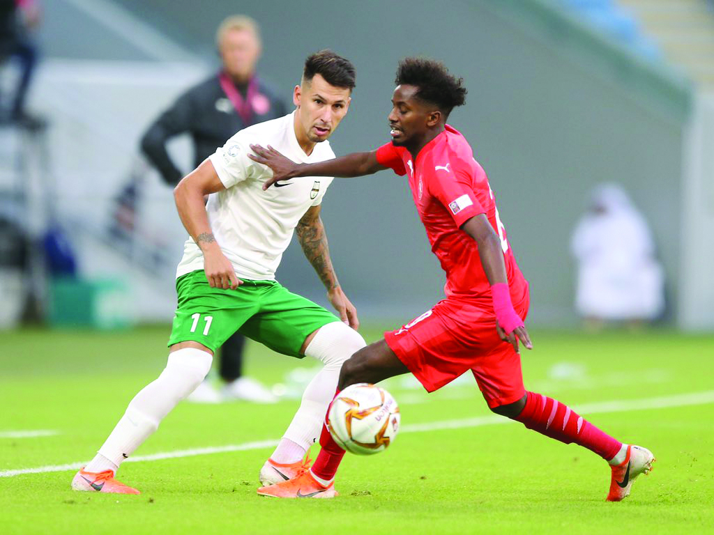 Action during yesterday’s QNB Stars League match between Al Arabi and Al Ahli at the Al Janoub Stadium.