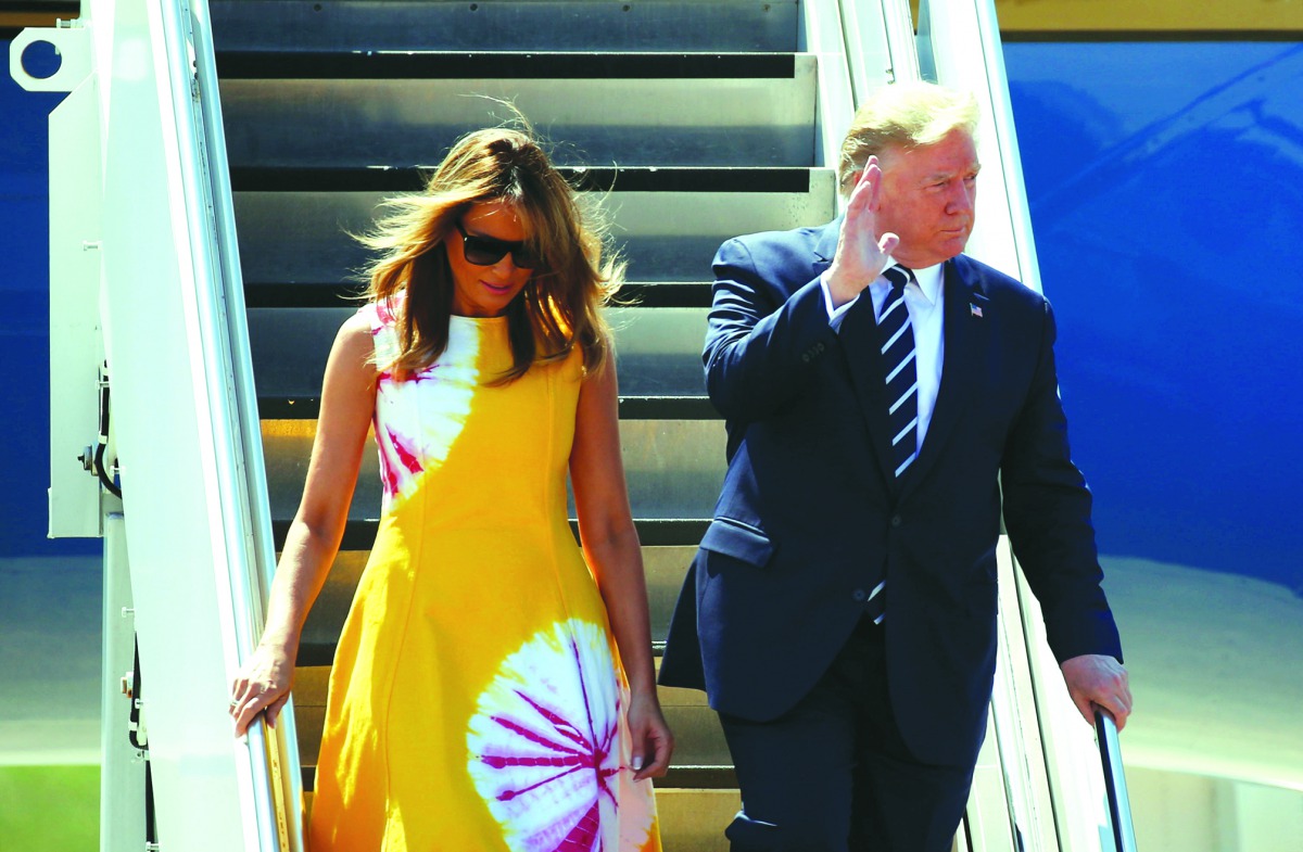 U.S. President Donald Trump and First Lady Melania arrive in Biarritz for the G7 summit, France August 24, 2019. Reuters/Regis Duvignau 