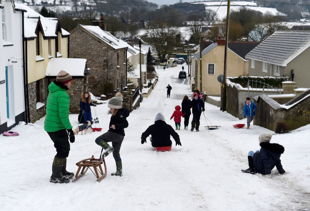 The main high street in the village of St Florence in West Wales, March 2, 2018. Reuters/Rebecca Naden 