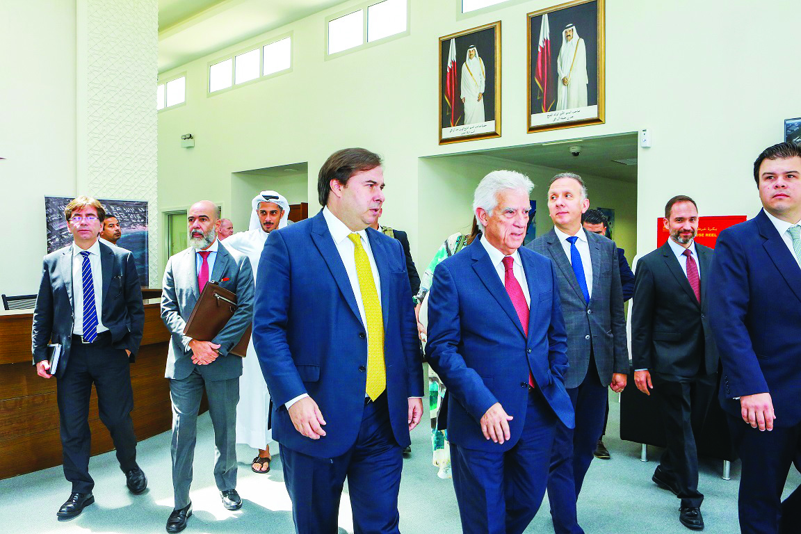 A high-level delegation from Brazil headed by the President of the Brazilian Chamber of Deputies, Rodrigo Maia, visiting the Ras Bufontas Free Zone to explore more investment opportunities and benefits offered to investors at Qatar Free Zones.