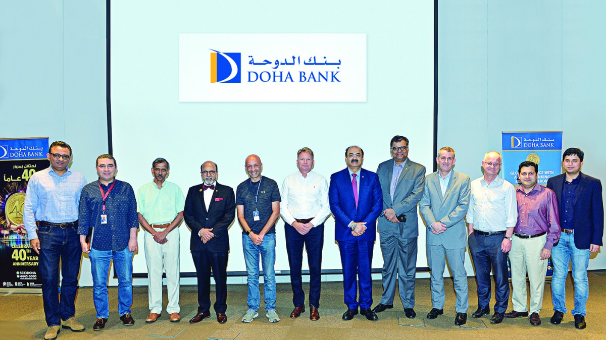 Doha Bank CEO Dr R Seetharaman (fourth left), and other officials during the event.