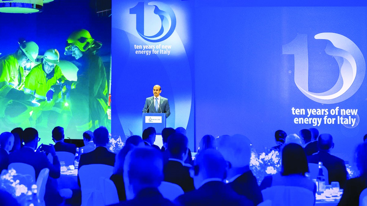 H E Saad bin Sherida Al Kaabi, the Minister of State for Energy Affairs, the President & CEO of Qatar Petroleum speaking during the 10th anniversary celebrations of  Adriatic LNG terminal, in Italy.