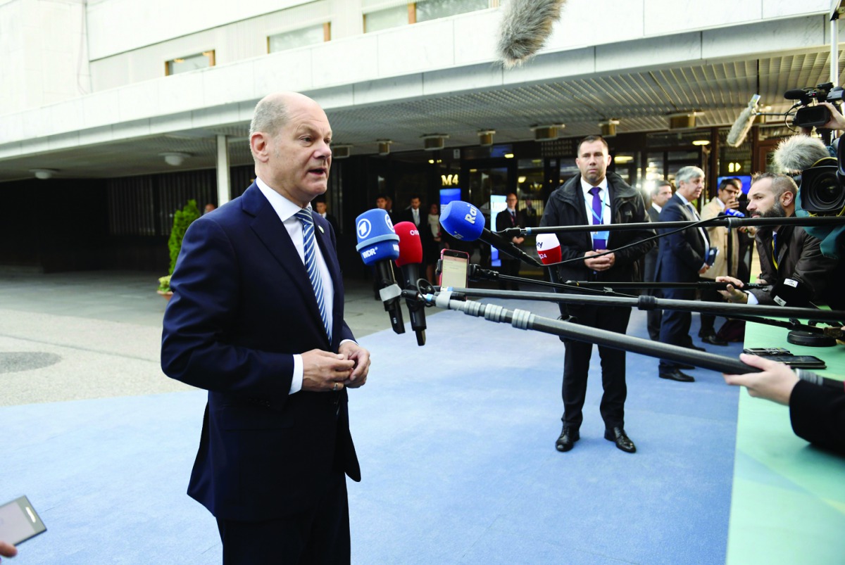 German Finance Minister Olaf Scholz talks to media before the informal meeting of ministers for economic and financial affairs (ECOFIN) and Eurogroup in Helsinki, Finland, 13 September 2019. Lehtikuva/Martti Kainulainen via Reuters 