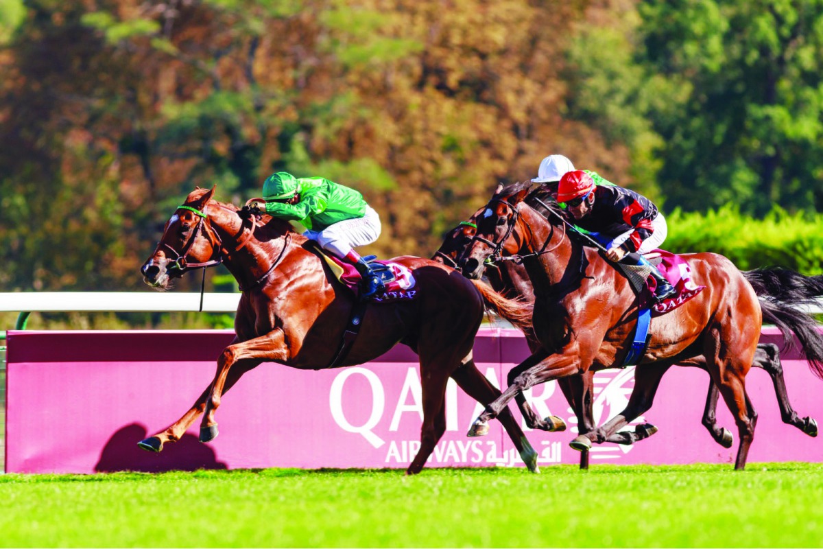 An action from the Qatar Arc Trials day at ParisLongchamp yesterday.
