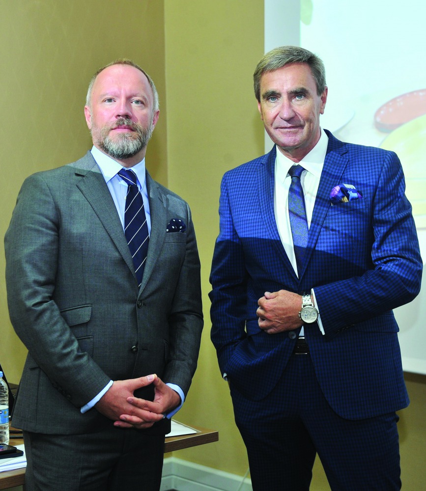 Stephan Kurzawski (right), Senior Vice President at Messe Frankfurt and Erdmann Kilian, Director of Marketing Communication at Messe Frankfurt during a Roundtable on Messe Frankfurt Exhibition Ambiente 2020 at La Cigale yesterday. Pic: Baher Amin/the peni