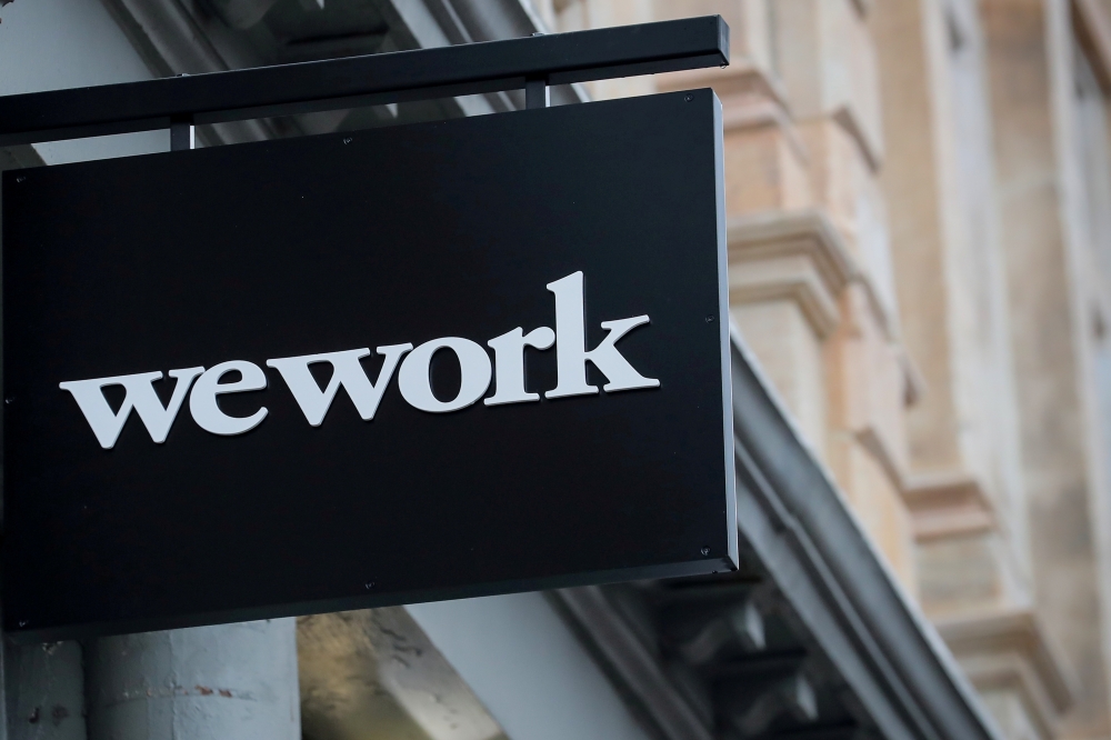 The WeWork logo is displayed outside of a co-working space in New York City, January 8, 2019. Reuters / Brendan McDermid