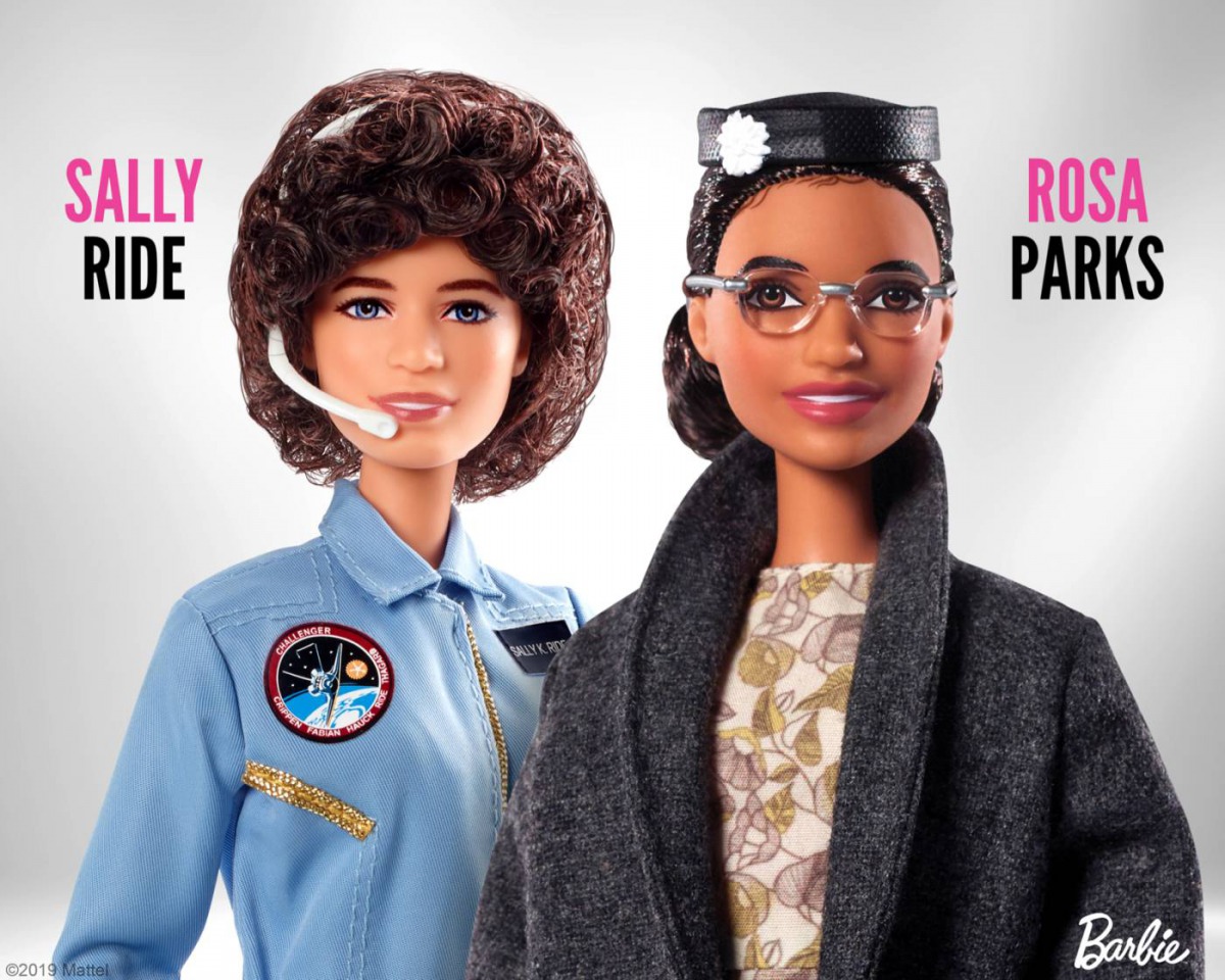 New Barbie dolls honoring astronaut Sally Ride and activist Rosa Parks were released on Womens Equality Day in the United States, August 26, 2019. (Photo courtesy of Mattel) 