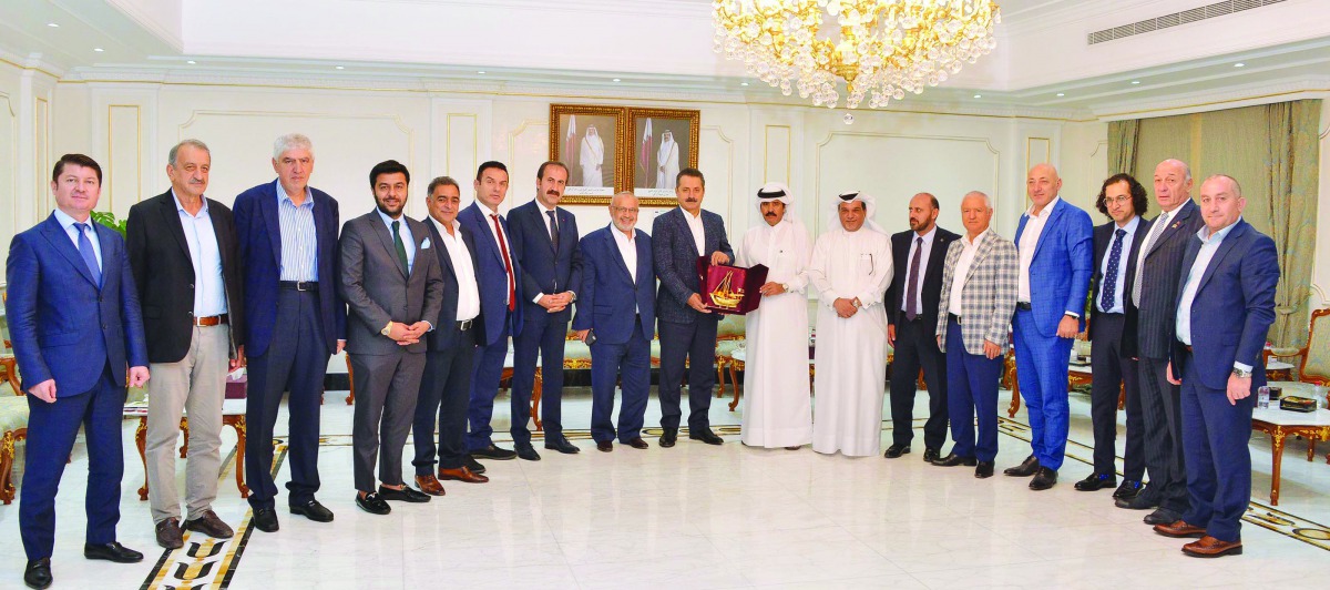 Qatar Chamber ‘s Second Vice-Chairman, Rashid bin Hamad Al Athba, and QC Board Member, Mohamed bin Ahmed Al Obaidli, during their meeting with the visiting Turkish delegation led by Former Turkish Minister of Agriculture and Livestock, Faruk Celik at the 