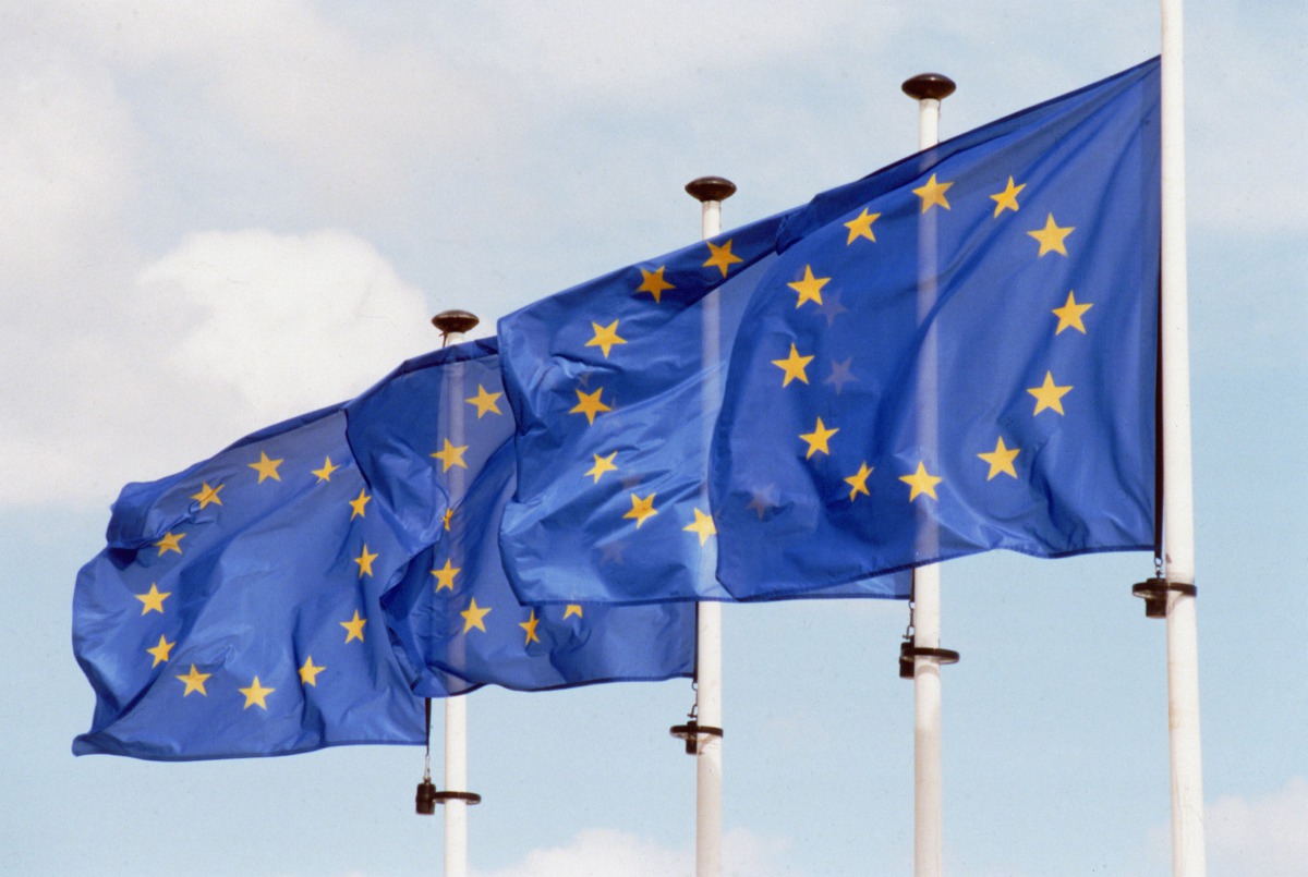 European Union flags are seen in front of the Berlaymont Building in Brussels, Belgium on March 02, 2017. Dursun Aydemir / Anadolu Agency