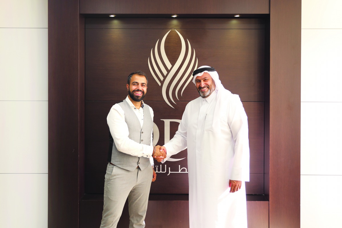 Ali Amin, CEO and Co-Founder of UBI Global, and Ibrahim Al Mannai (right), Executive Director of Advisory & Incubation at Qatar Development Bank, in Doha recently. 