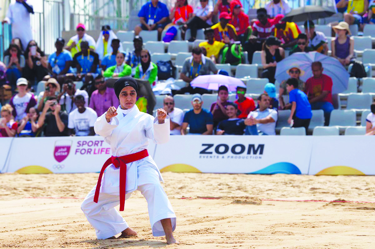 Qatar’s Mona Saud in action during the first round of the Women’s Individual Kata yesterday.
Picture: @qatar_olympic / Twitter