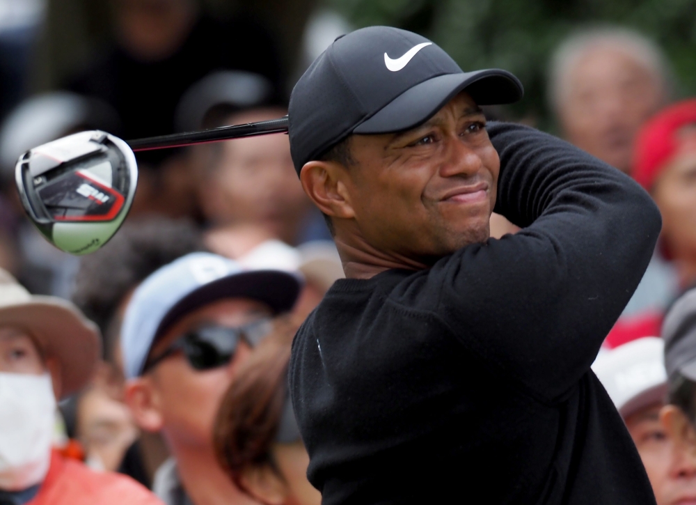 Tiger Woods of the US tees off at the 6th hole during the first round of the Zozo Championship golf tournament at the Narashino Country Club in Inzai, Chiba prefecture on October 24, 2019. / AFP / Toshifumi KITAMURA