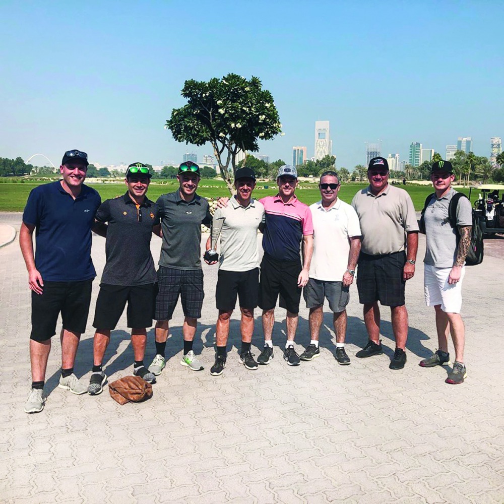 Jonathan Rea, WorldSBK riders and officials pose for a photograph during a visit to Doha Golf Club, yesterday. Picture: Instagram / @Jonathan_Rea