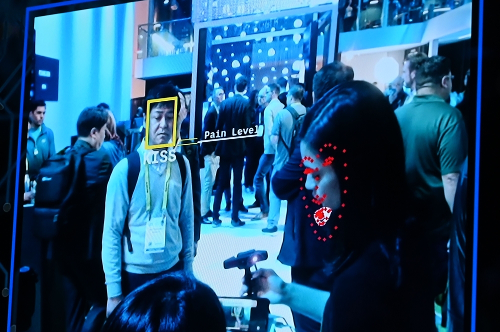 A facial recognition software is demonstrated at the Intel booth at CES 2019 consumer electronics show at the Las Vegas Convention Center on January 10, 2019. AFP / Robyn Beck