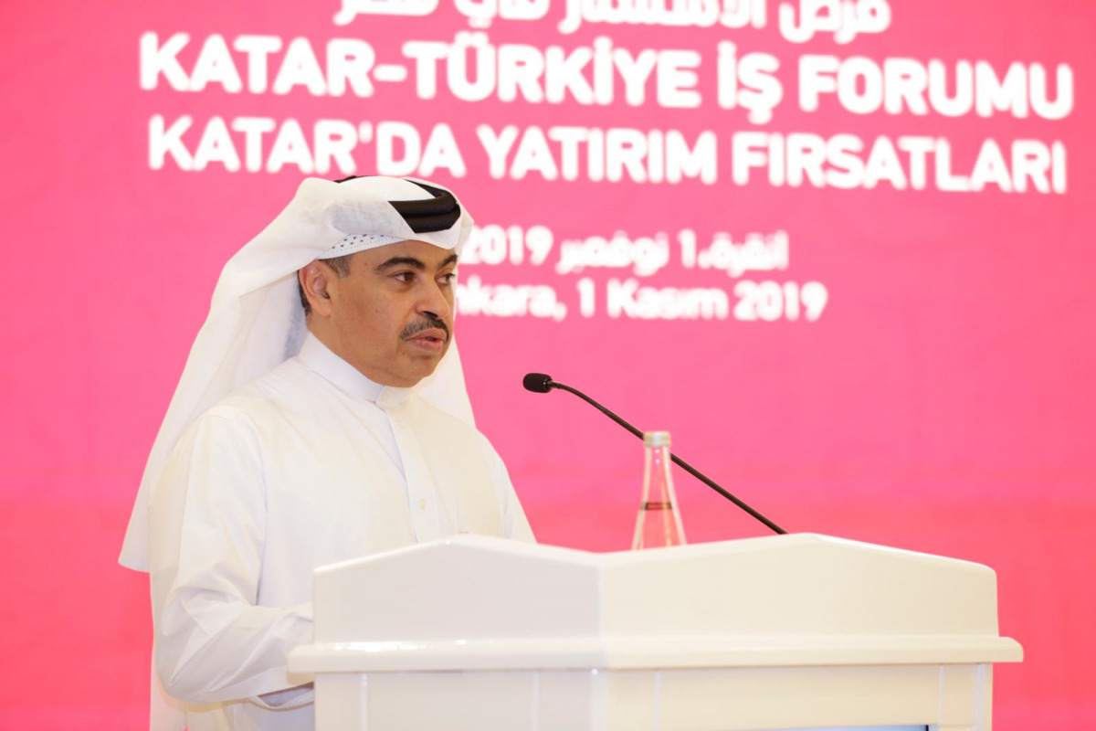 H E Ali bin Ahmed Al Kuwari, Minister of Commerce and Industry addressing the Qatari-Turkish Business Forum in Ankara, Turkey.