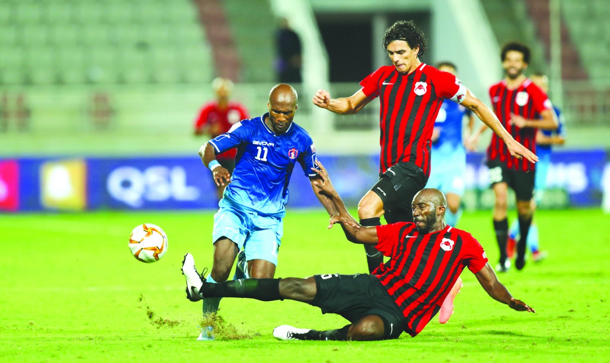 Action during the opening match of the 10th round of QNB Stars League between Al Shahania and Al Rayyan at the Al Duhail Stadium, yesterday.