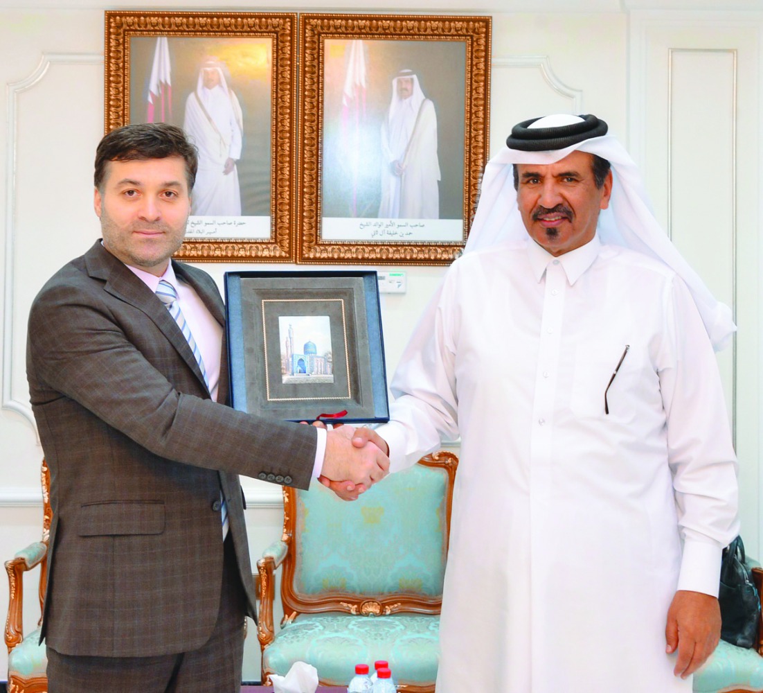QC First Vice-Chairman,  Mohamed bin Ahmed bin Twar Al Kuwari and Arbi Abubakarov, the Deputy Chairman of Committee for External Relations of Saint Petersburg Government, during the event.
