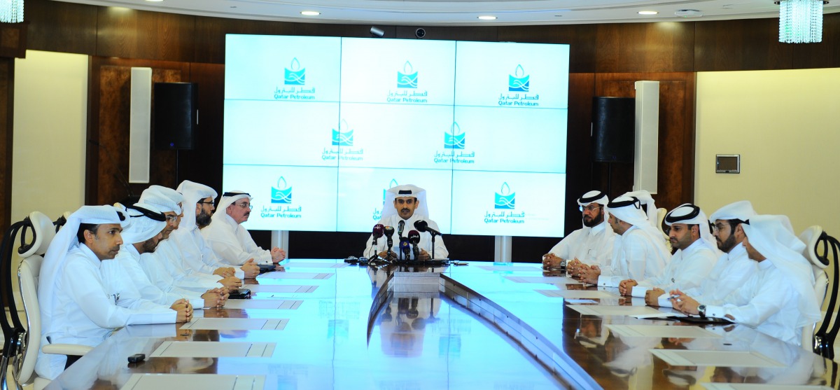 H E Saad Sherida Al Kaabi, the Minister of State for Energy Affairs, the President and CEO of Qatar Petroleum addressing the media at QP’s headquarters, yesterday.