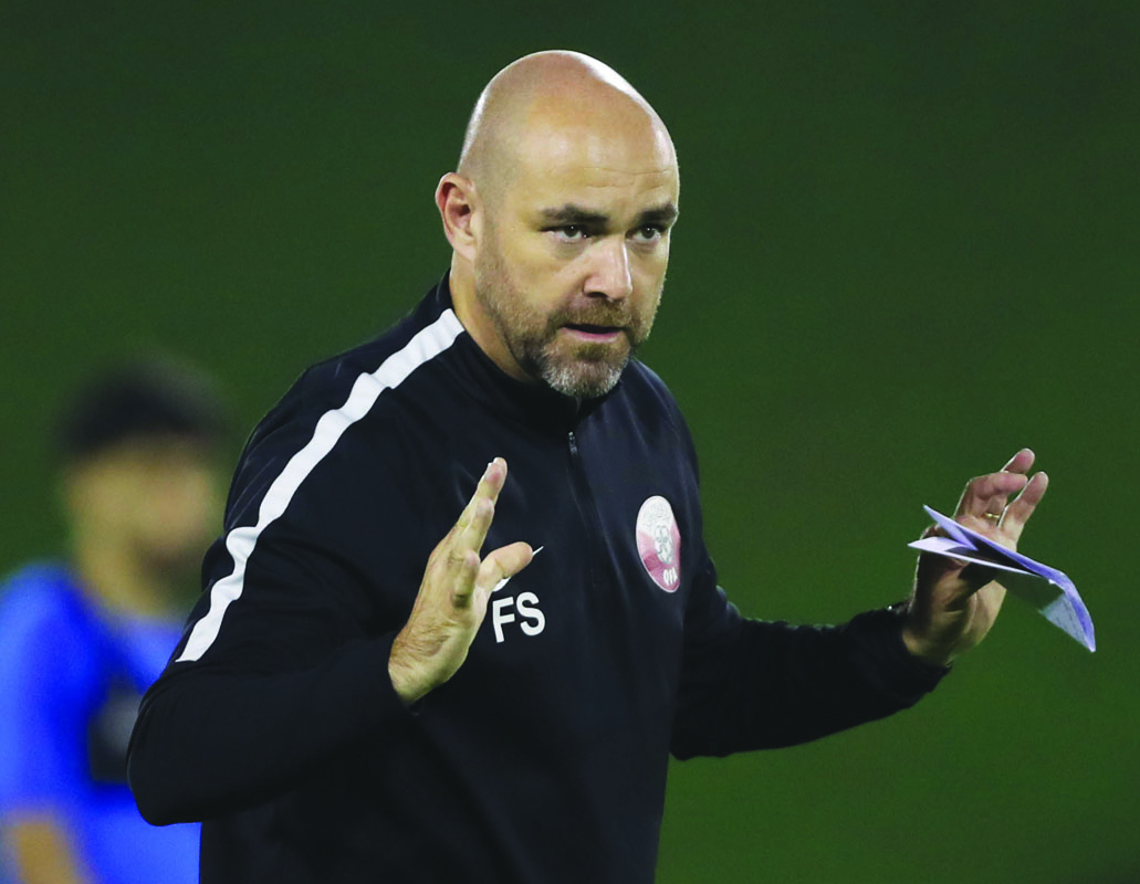Coach Felix Sanchez during a pre-match training session on the eve of Qatar’s second match of the 24th Arabian Gulf Cup against Yemen which will take place at the Khalifa International Stadium today.
