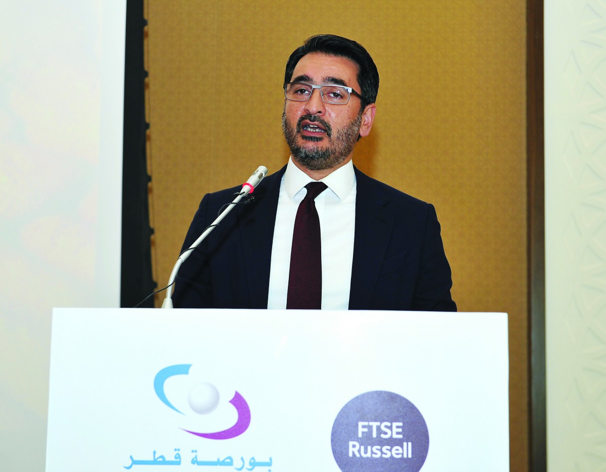 Waqas Samad, CEO of FTSE Russell, addressing the Smart Sustainability Forum. Pic: Salim Matramkot/The Peninsula
