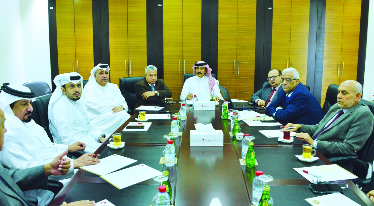 Qatar Chamber Second Vice-Chairman and Chairperson of the Committee Rashid bin Hamad Al Athba, with other QC officials during the review meeting in Doha recently. 