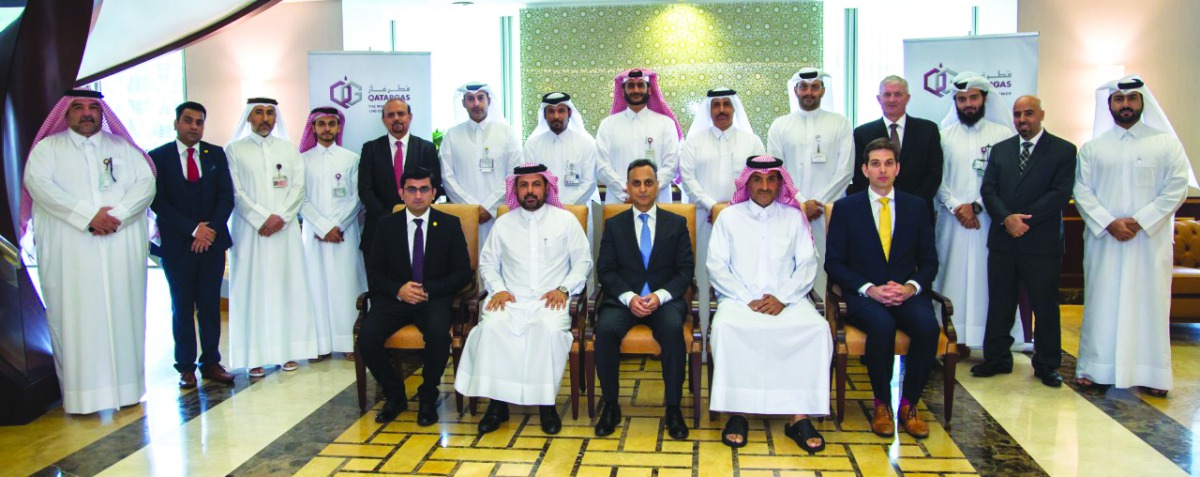 Khalid bin Khalifa Al Thani, Chief Executive Officer, Qatargas; Ajay Sharma, British Ambassador to the State of Qatar, and Qatargas officials during the event.