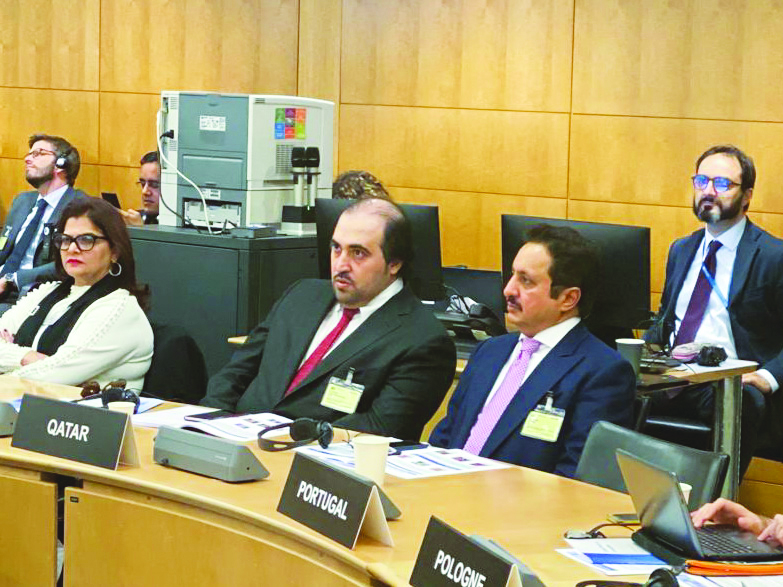 Sheikh Khalifa bin Jassim Al Thani (sitting front, right), Qatar Chamber’s Chairman who is also Head of the Protection of Competition and Prevent Monopolistic Practices Committee, attending the 2019 Global Forum on Competition held in Paris recently. 