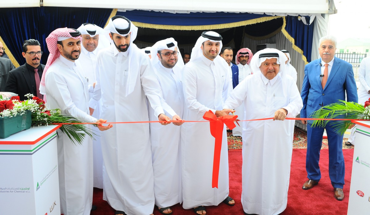 Sheikh Mohammed bin Faisal Al Thani, Chairman of Optimized Holding, formally opening the factory yesterday.