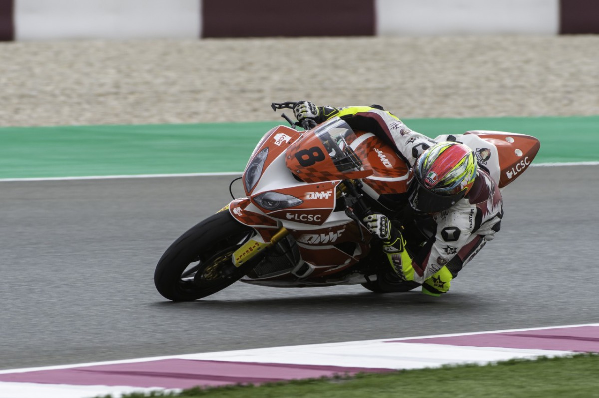 Qatari rider Abdulla Al Qubaisi in action during the  free practice ahead of the opening round of Qatar Superstock 600 at Losail International Circuit yesterday.
